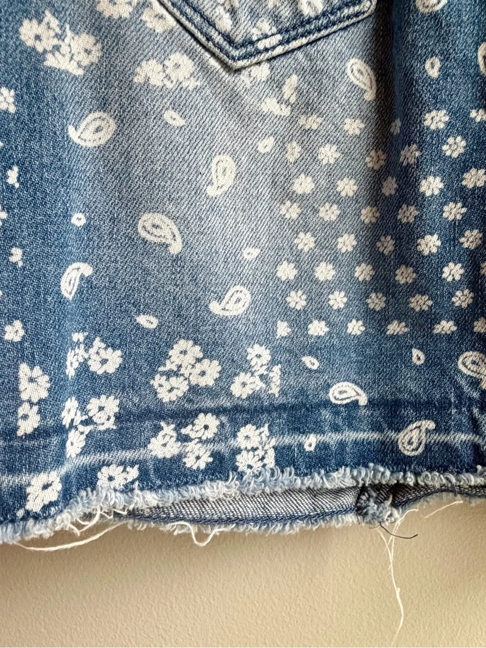 OshKosh B'gosh Blue Denim Paisley & Floral Overalls Skirt